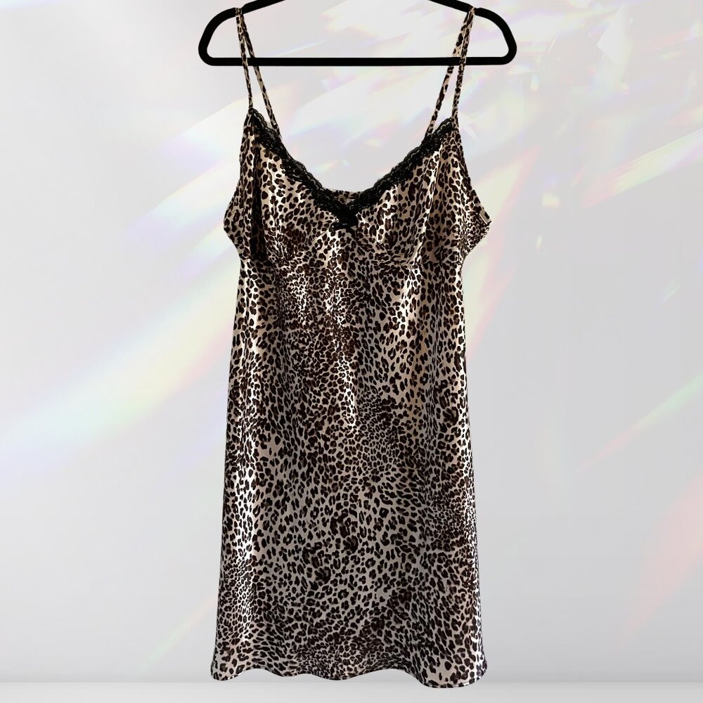 Leopard Print Nightie with Black Lace Details